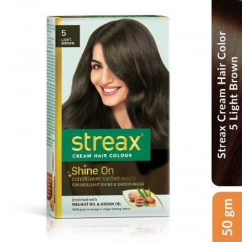 Streax Cream Hair Color 5 Light Brown, 50 gm